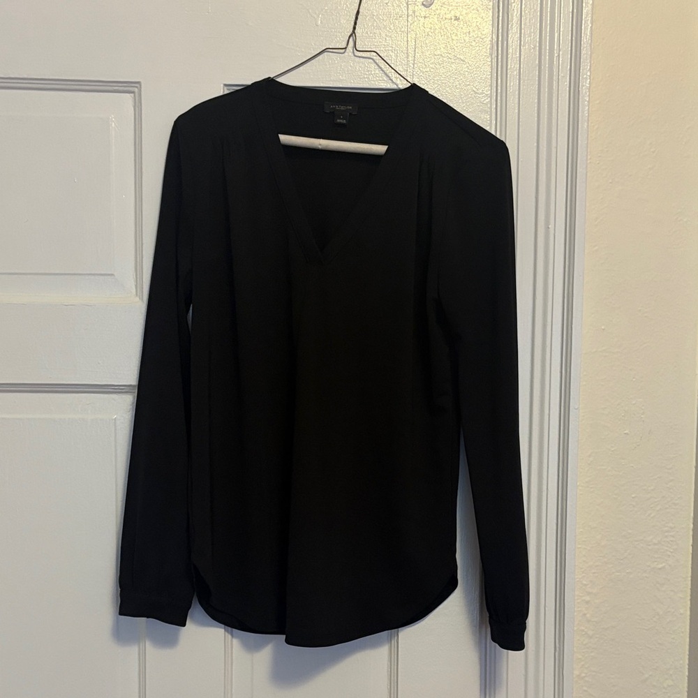 Ann Taylor Black V-Neck Blouse